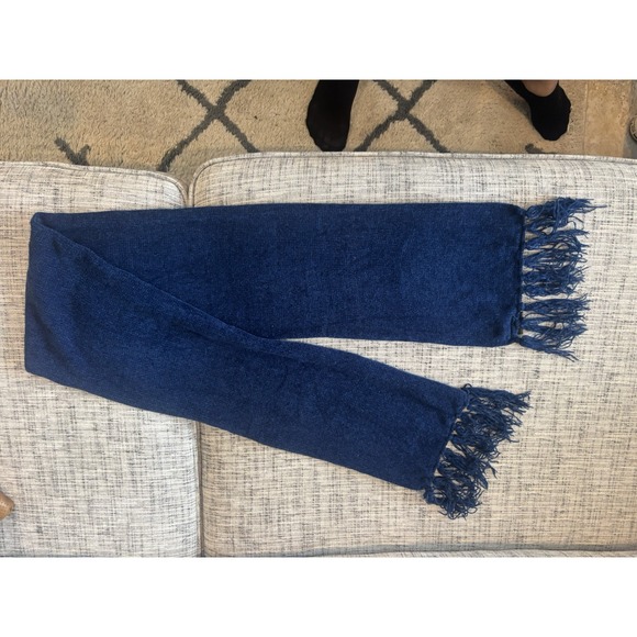 Berkshire Accessories - Vintage 2006 Berkshire Acrylic Navy Blue Fringe Rectangular Scarf Soft 8"x 54"